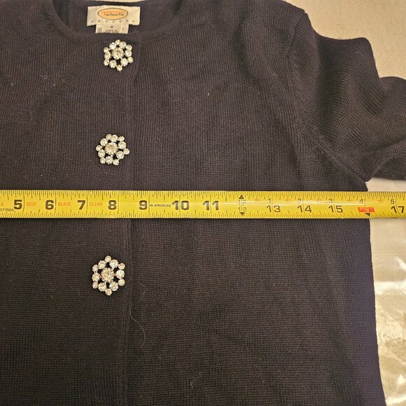 Talbots Petite Black Merino Wool Cardigan - Picture 8 of 12